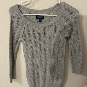 American Eagle Outfitters Light Gray Knit Sweater